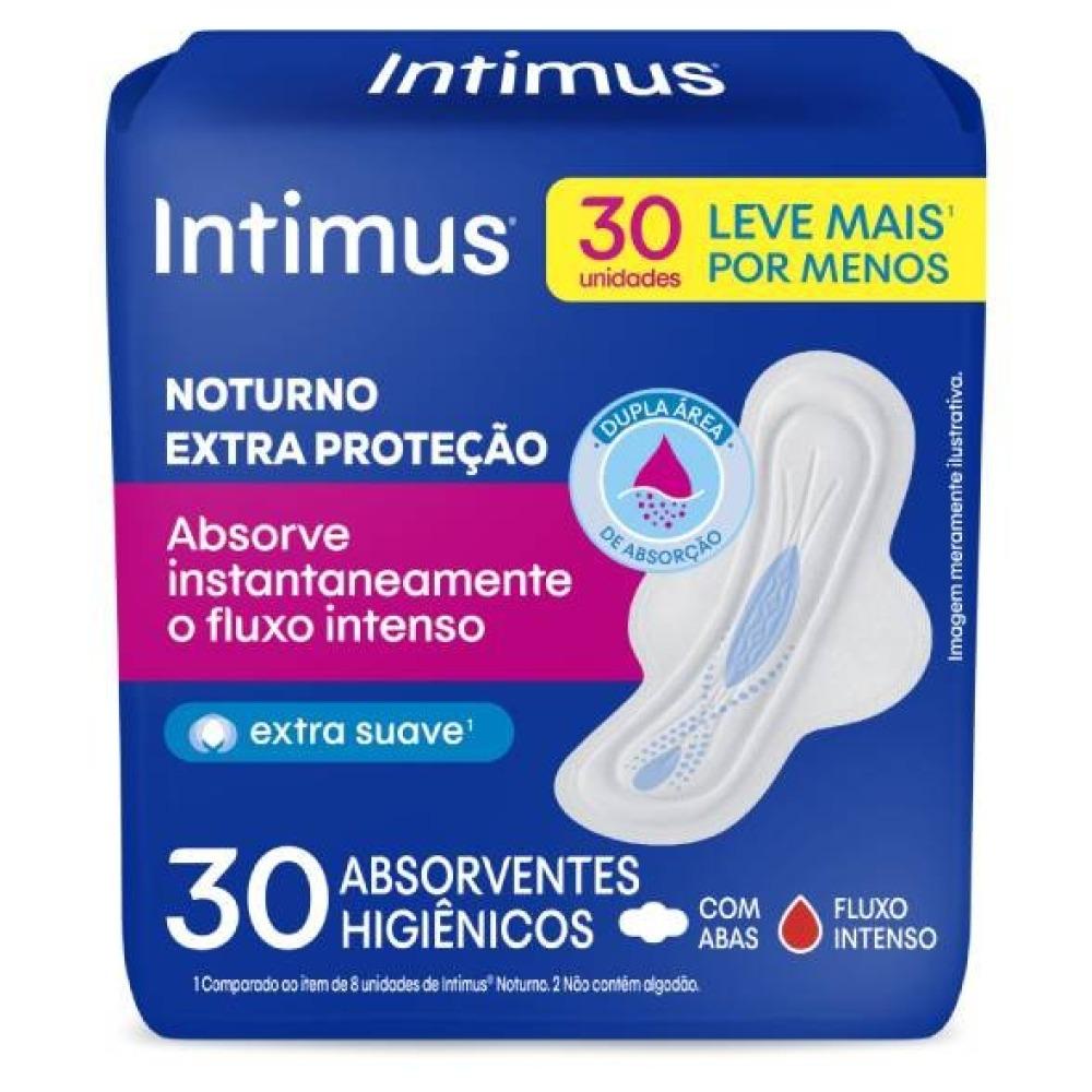 Absorvente Externo Intimus Noturno Cobertura Extra Suave Com Abas - 30 Unidades - 1