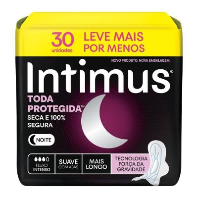 Absorvente Externo Intimus Noturno Cobertura Extra Suave Com Abas - 30 Unidades