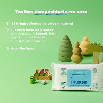 Toalhas Umedecidas Compostáveis Mustela Sem Perfume 60 Unidades
