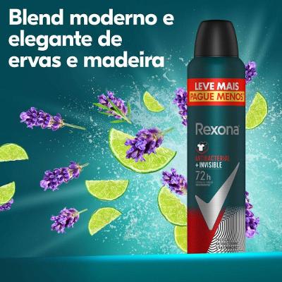 Desodorante Antitranspirante Aerosol Rexona Men Antibacterial Invisible 250ml