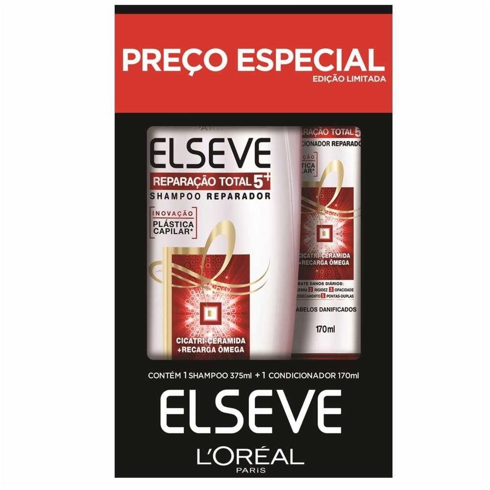 Kit Elseve Reparação Total 5 Plástica Capilar Shampoo 375 + Condicionador 170ml - 1
