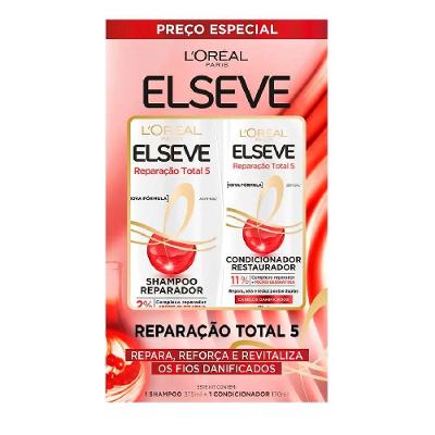 Kit Elseve Reparação Total 5 Plástica Capilar Shampoo 375 + Condicionador 170ml