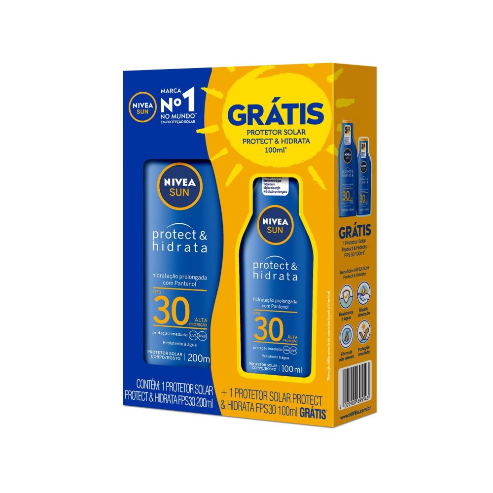 Kit Protetor Solar Nivea Protect Fps30 200ml Grátis Protetor Solar Nivea Fps30 100ml - 1