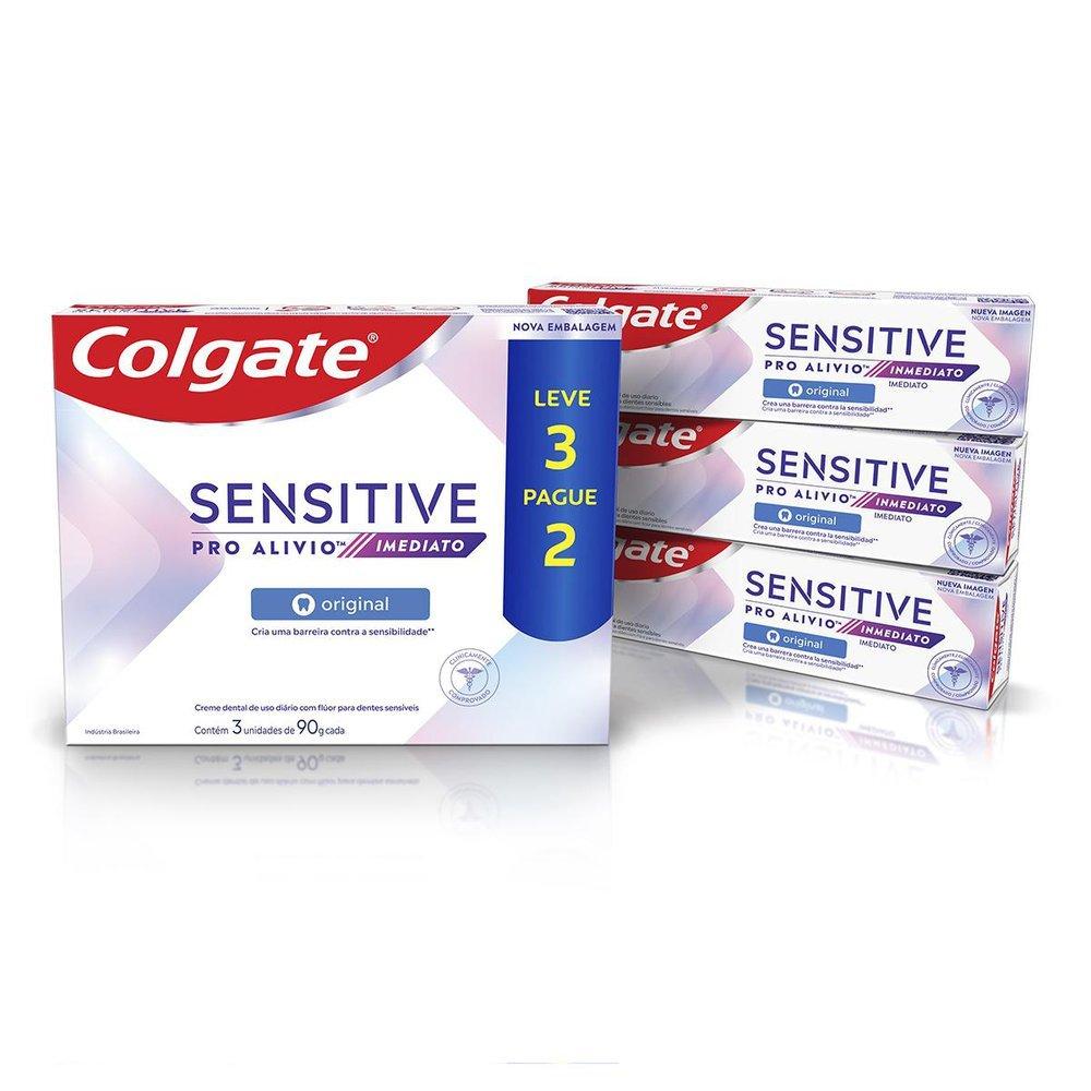 Kit Creme Dental Para Sensibilidade Colgate Sensitive Pro Alívio Imediato Original 90g 3 Unidades - 2