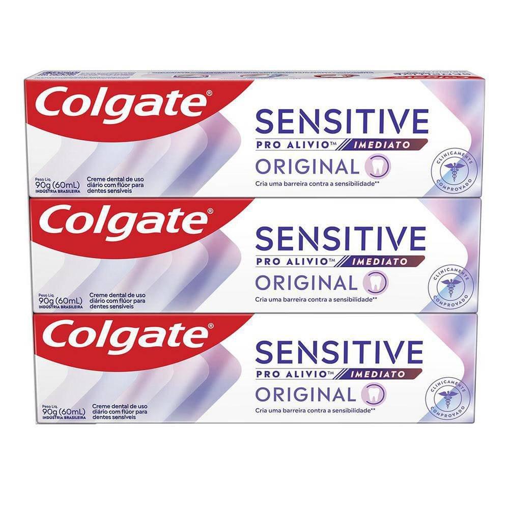 Kit Creme Dental Para Sensibilidade Colgate Sensitive Pro Alívio Imediato Original 90g 3 Unidades - 18