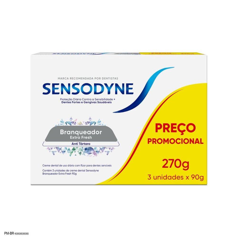 Kit Creme Dental Sensodyne Branqueador Extra Fresh Para Dentes Sensíveis 90g Leve 3 Pague 2 - 2