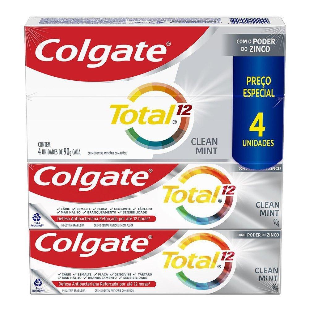 Kit Creme Dental Colgate Total 12 Clean Mint 90g Com 4 Unidades - 2