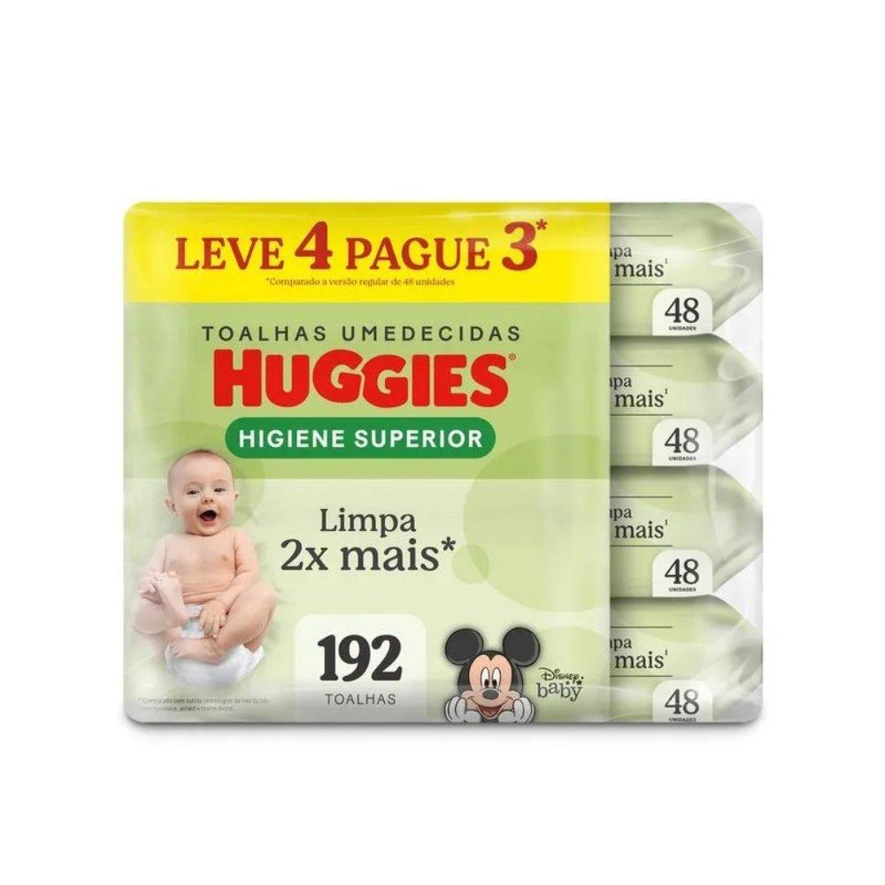 Lenços Umedecidos Huggies Higiene Superior Limpa 2x Mais Leve 4 Pague 3 - 192 Unidades - 1