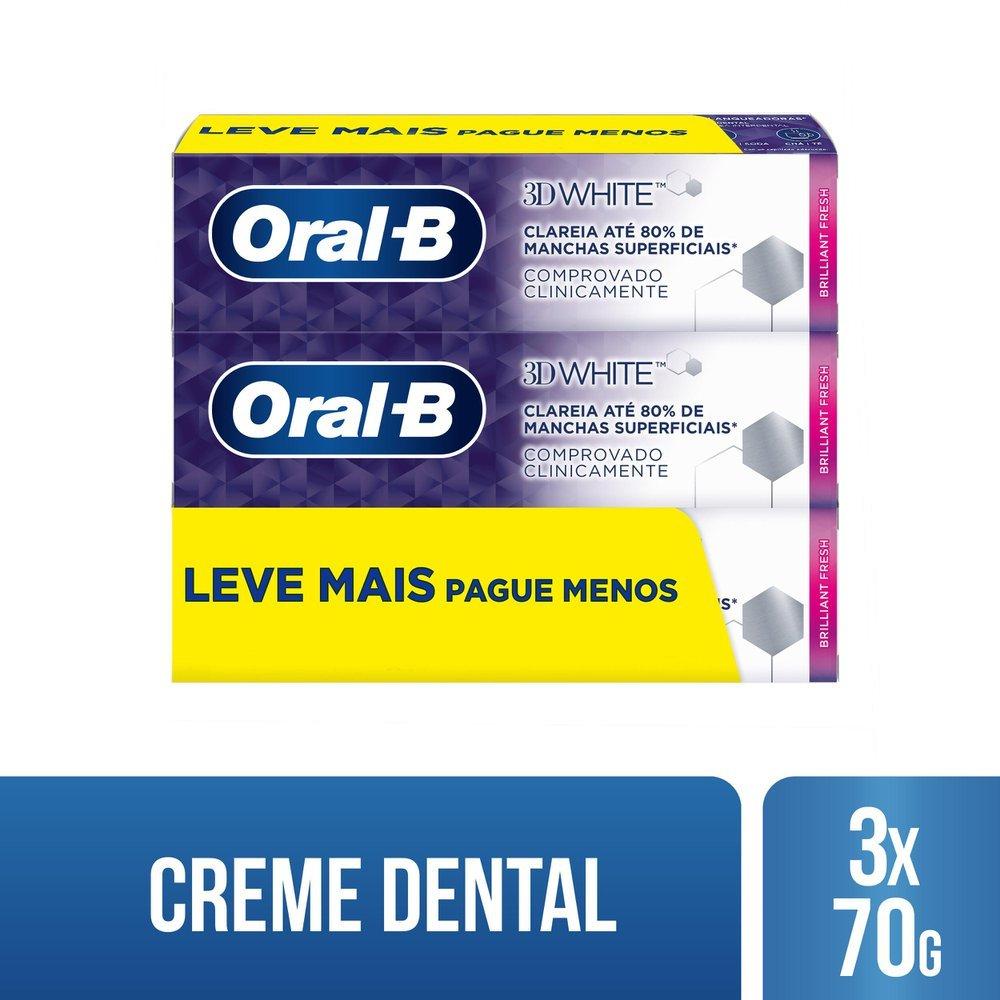 Kit Creme Dental Oral-b 3d White Brilliant Fresh Com 3 Unidades 70g - 1