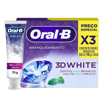 Pasta De Dente Oral-b 3d White Branqueadora, 3 Un, 70 G