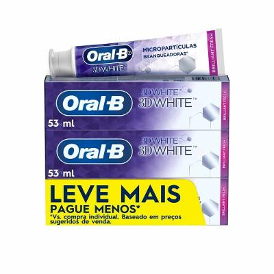 Kit Creme Dental Oral-b 3d White Brilliant Fresh Com 3 Unidades 70g