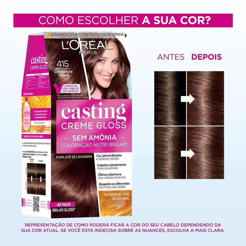 Tinta De Cabelo Casting Creme Gloss De L’oréal Paris 415 Chocolate Glacê 246g - 4