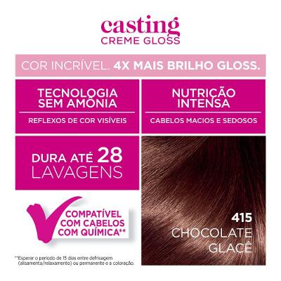 Tinta De Cabelo Casting Creme Gloss De L’oréal Paris 415 Chocolate Glacê 246g