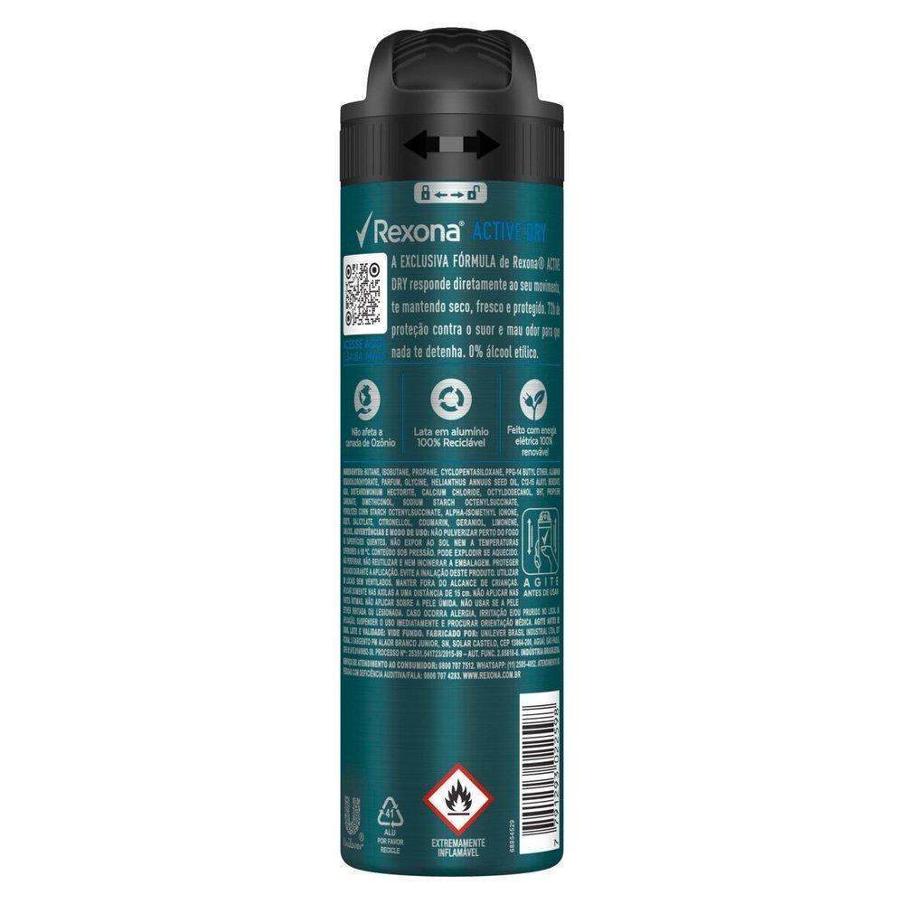 Desodorante Antitranspirante Aerosol Masculino Rexona Active Dry 72 Horas 150ml - 3