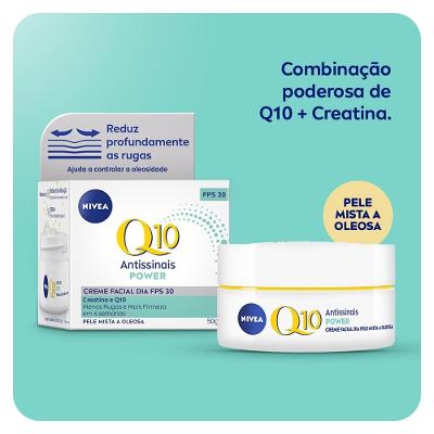 Creme Facial Antissinais Nivea Q10 Power Dia Fps 30 Pele Mista A Oleosa 50g
