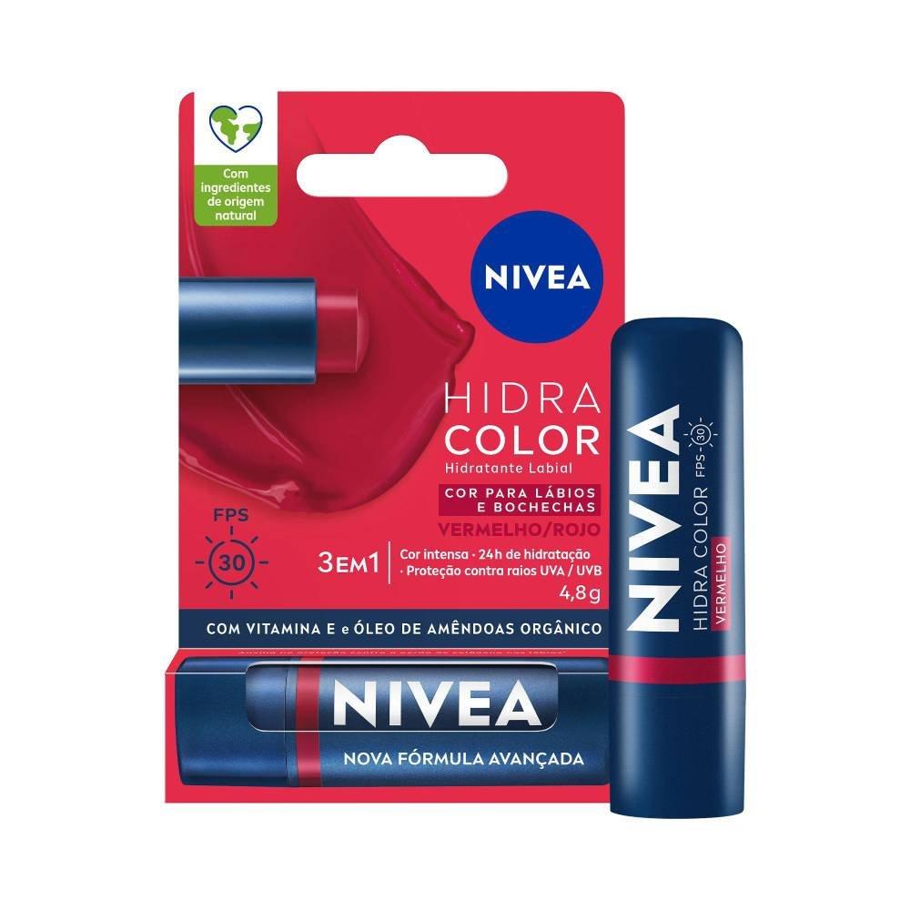 Hidratante Labial Nivea Hidra Color Vermelho Fps30 4,8g - 2