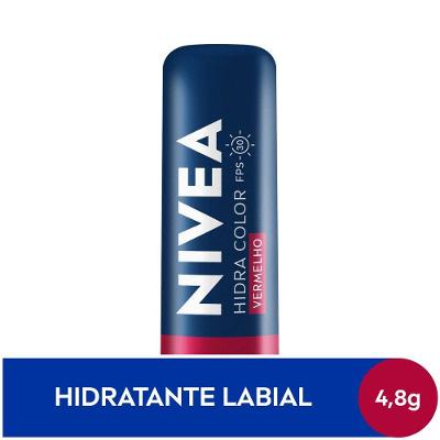 Hidratante Labial Nivea Hidra Color Vermelho Fps30 4,8g