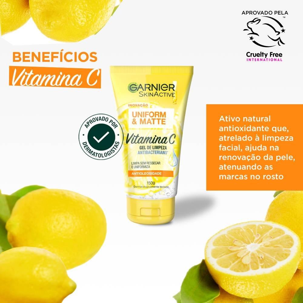 Gel De Limpeza Garnier Skinactive Uniform Matte Antibacteriano E Antioleosidade Vitamina C 150g - 2