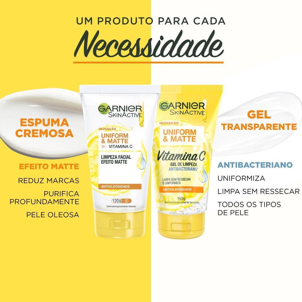 Gel De Limpeza Garnier Skinactive Uniform Matte Antibacteriano E Antioleosidade Vitamina C 150g - 4