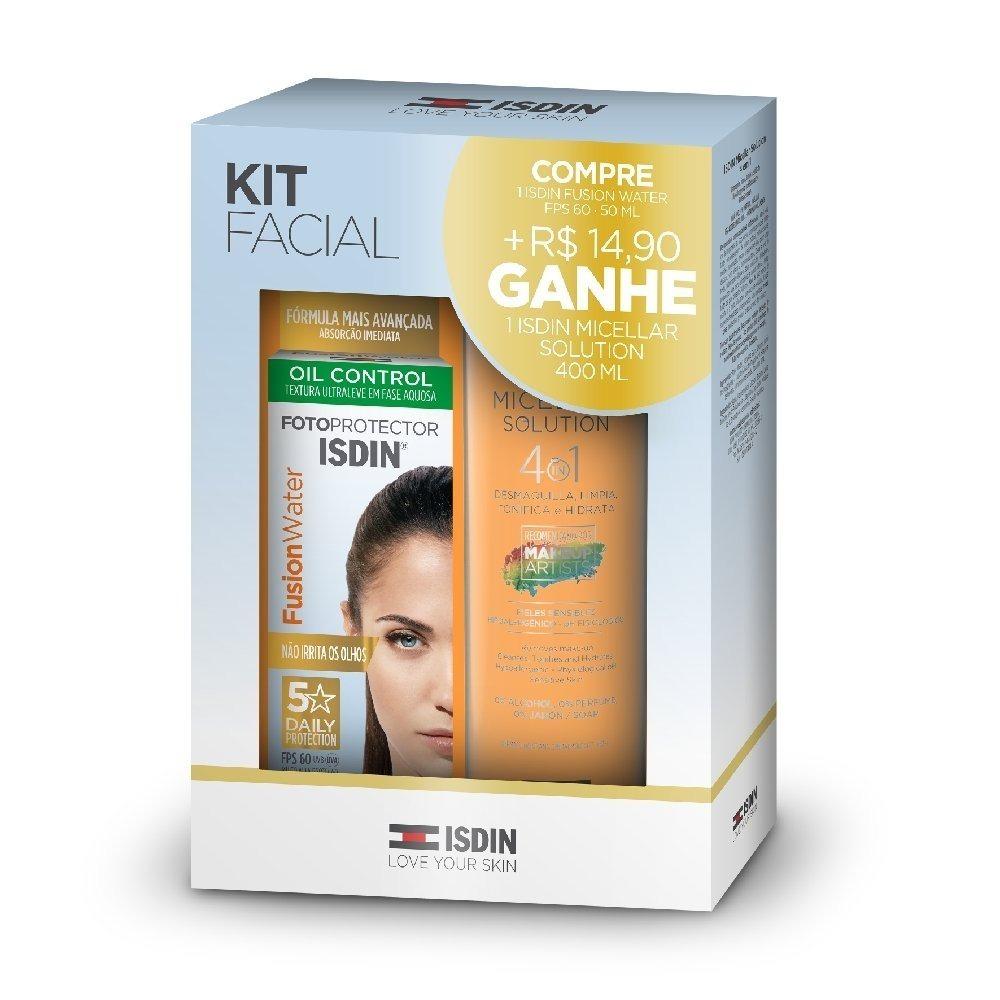 Kit Isdin Protetor Solar Facial Fusion Water Fps50 50ml + Micellar Solution 400ml - 1