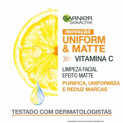 Gel De Limpeza Facial Garnier Uniform & Matte Vitamina C Antioleosidade 120g