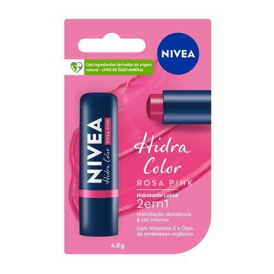 Hidratante Labial Nivea Hidra Color Fps30 2 Em 1 Rosa Pink 4,8g