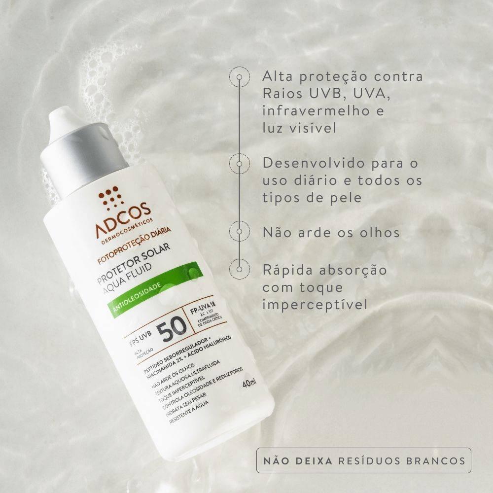 Protetor Solar Facial Adcos Aqua Fluid Antioleosidade Fps 50 Peach 40ml - 5