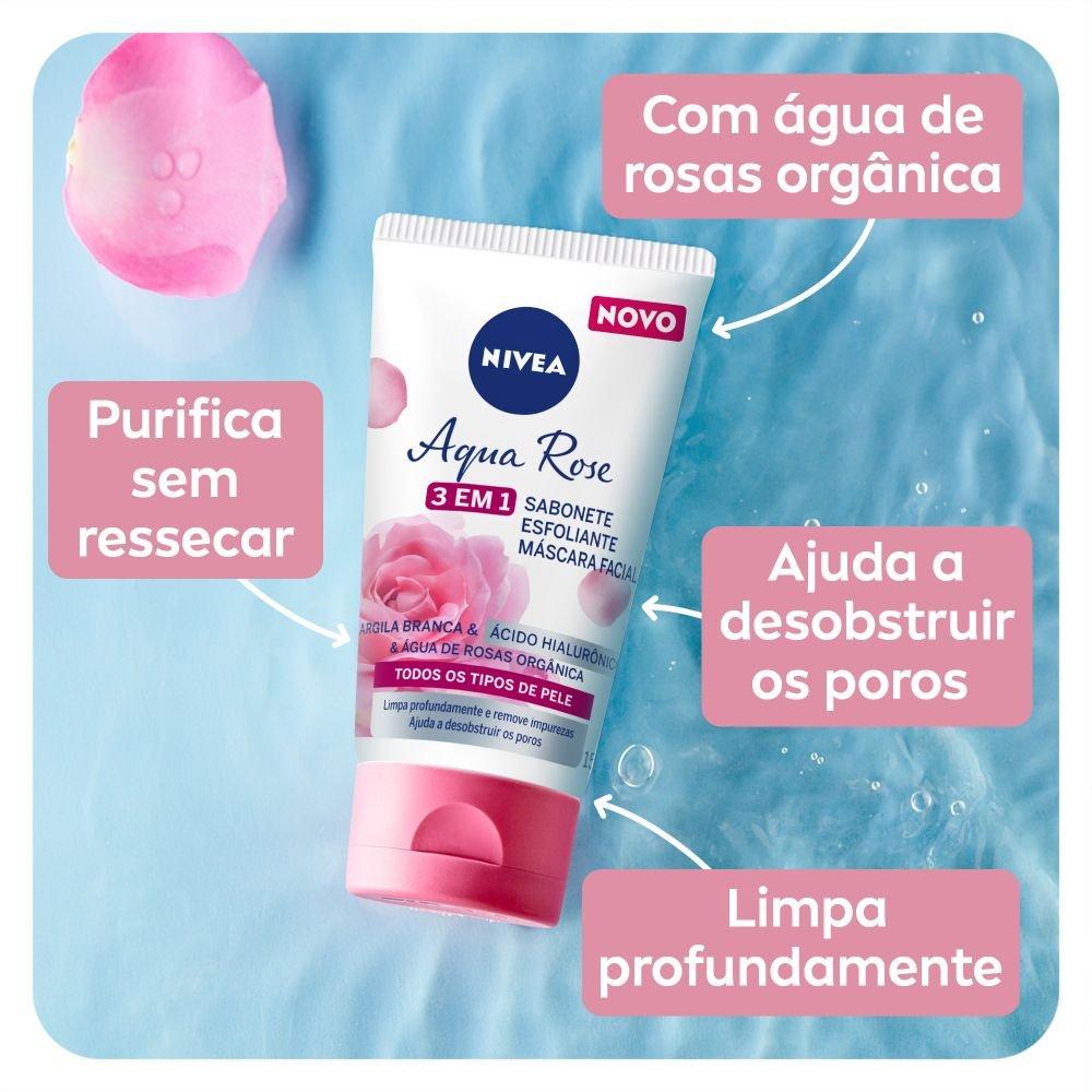 Sabonete Esfoliante Mascara Facial 3 Em 1 Nivea Aqua Rose 150ml - 7