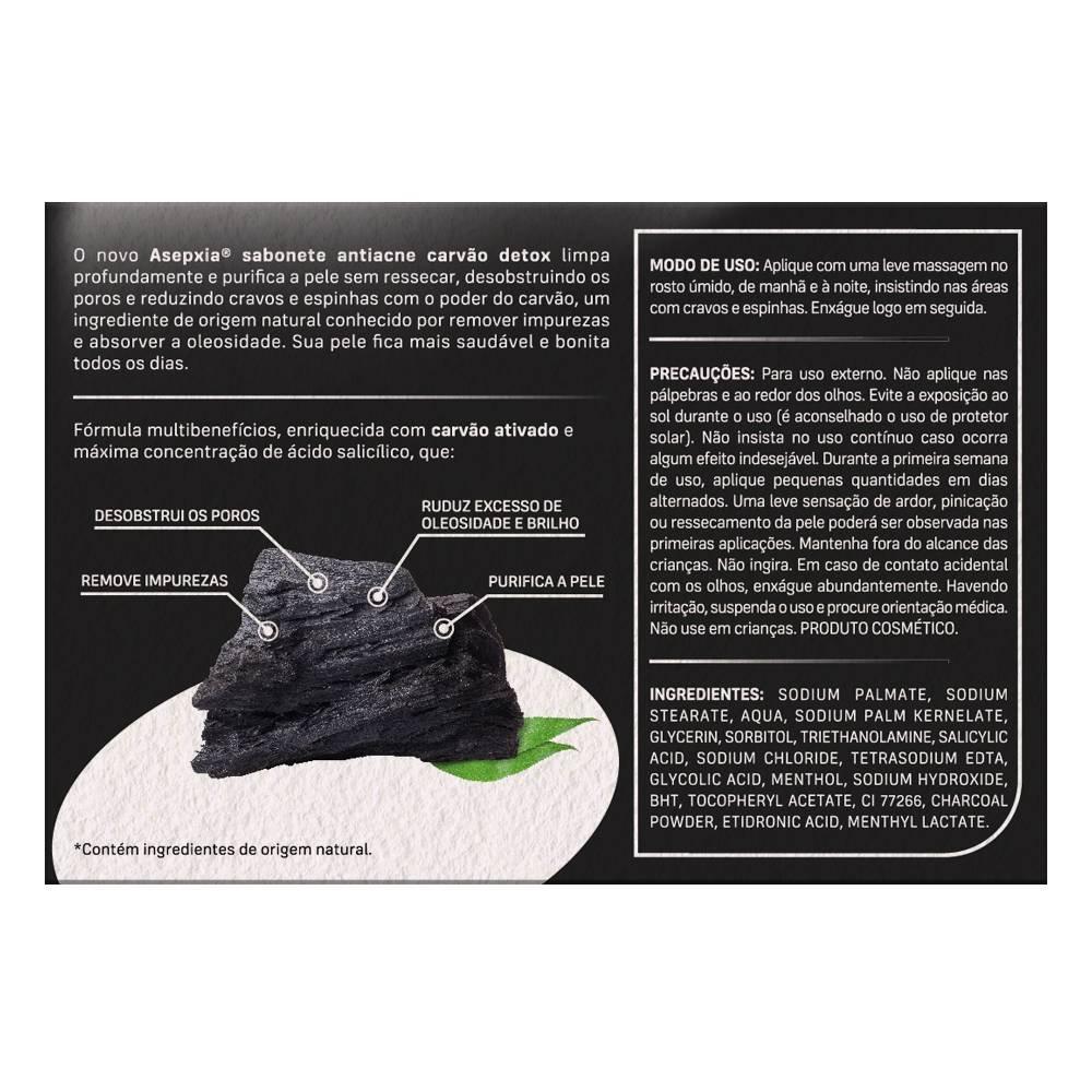 Sabonete Barra Asepxia Detox Ação Purificante Com Carvão Ativado Pele Mista E Oleosa 80g - 3