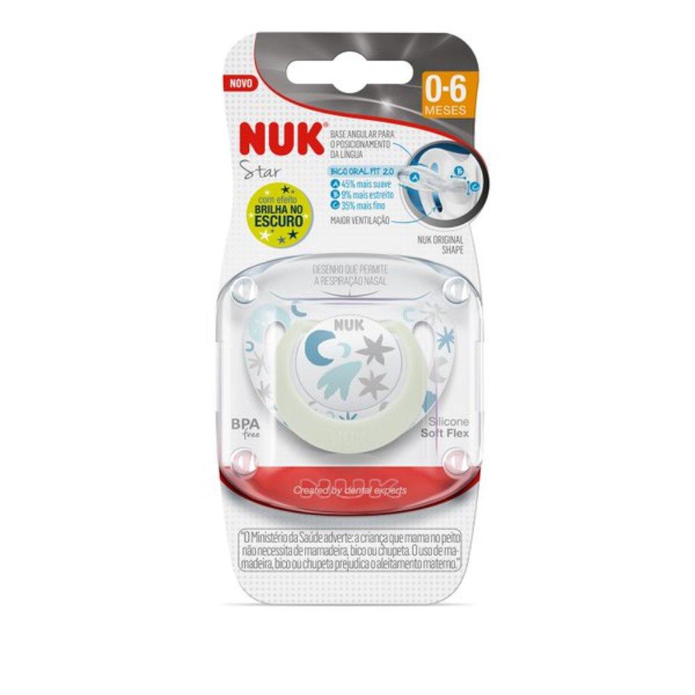 Chupeta Nuk Star Glow Neutra 0 A 6 Meses Com 1 Unidade - 1