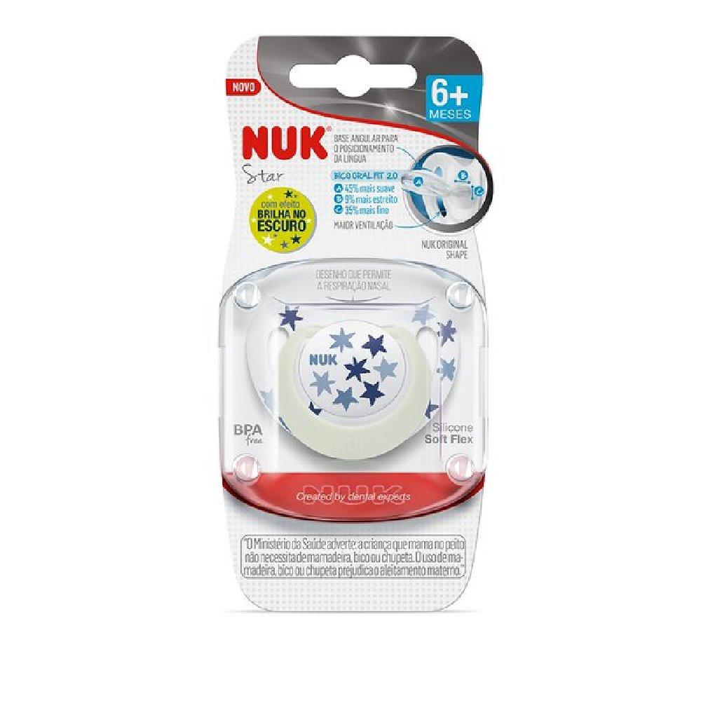 Chupeta Nuk Star Glow Azul 6 Meses + Com 1 Unidade - 1