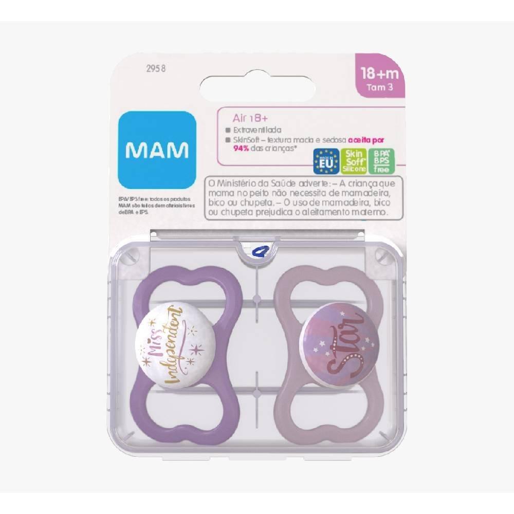 Chupeta Mam Air Rosa 18 Meses + Com 2 Unidades - 1