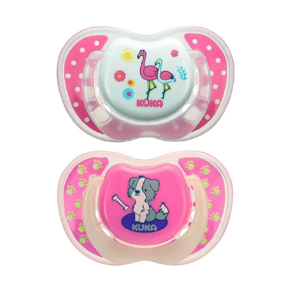 Chupeta Kuka Lumina Rosa 6 Meses + Com 2 Unidades - 1