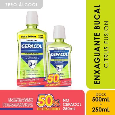 Kit Enxaguante Bucal Cepacol Citrus Fusion Sem Álcool 750ml