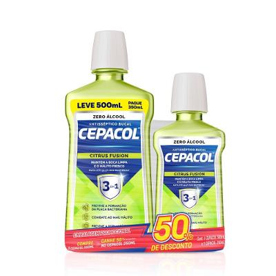 Kit Enxaguante Bucal Cepacol Citrus Fusion Sem Álcool 750ml