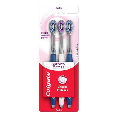 Kit Escova Dental Macia Colgate Gengiva Therapy - 3 Unidades