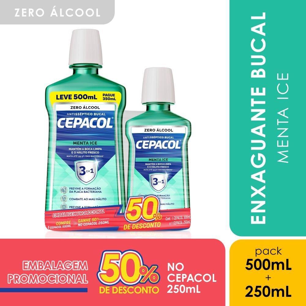 Kit Enxaguante Bucal Cepacol Menta Ice Sem Álcool 750ml - 2