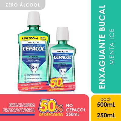 Kit Enxaguante Bucal Cepacol Menta Ice Sem Álcool 750ml