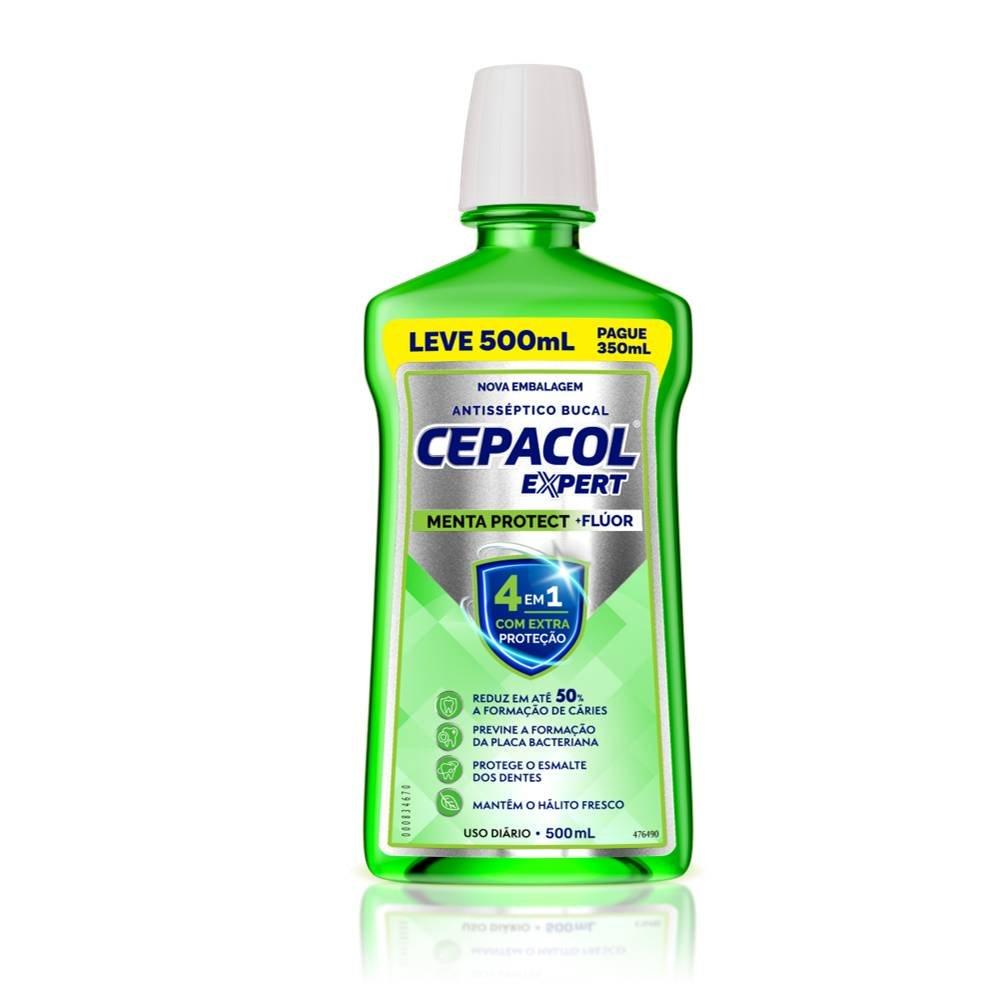 Enxaguante Bucal Cepacol Expert Menta Protect Com Flúor Pague 350ml Leve 500ml - 4
