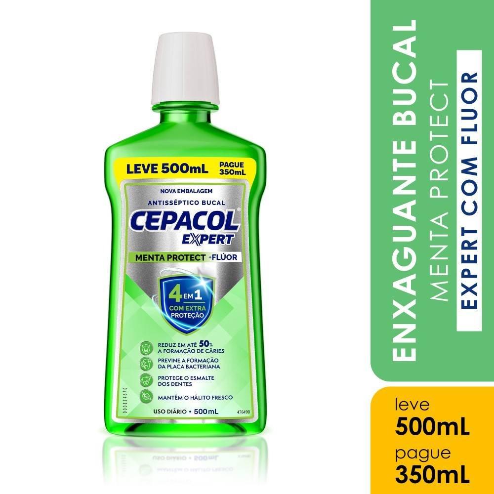 Enxaguante Bucal Cepacol Expert Menta Protect Com Flúor Pague 350ml Leve 500ml - 5