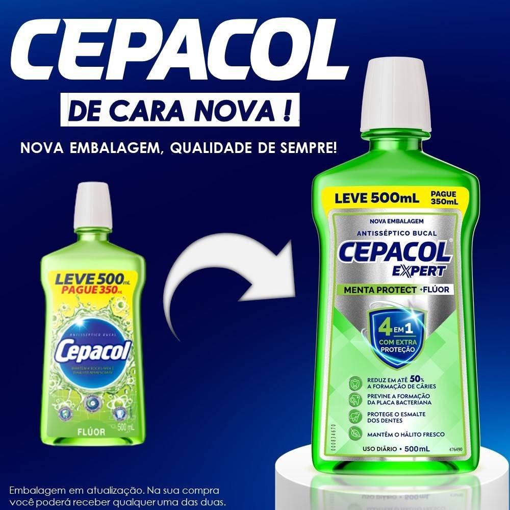 Enxaguante Bucal Cepacol Expert Menta Protect Com Flúor Pague 350ml Leve 500ml - 9