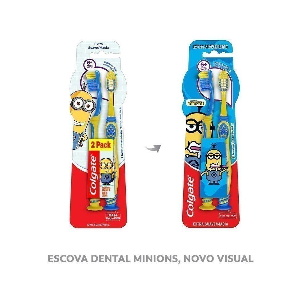 Kit Escova Dental Infantil Extra Macia Colgate Smiles Minions 6+ Anos - 2 Unidades - 2