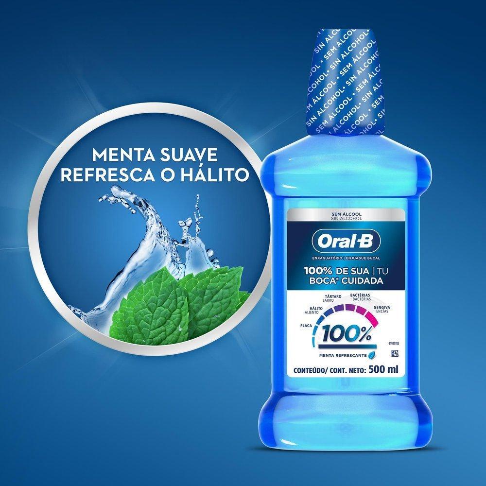 Enxaguante Bucal Oral B 100%, Sem Álcool Sabor Menta 500ml - 5