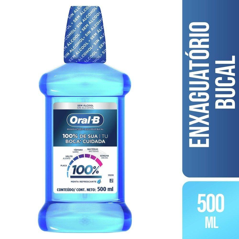 Enxaguante Bucal Oral B 100%, Sem Álcool Sabor Menta 500ml - 9