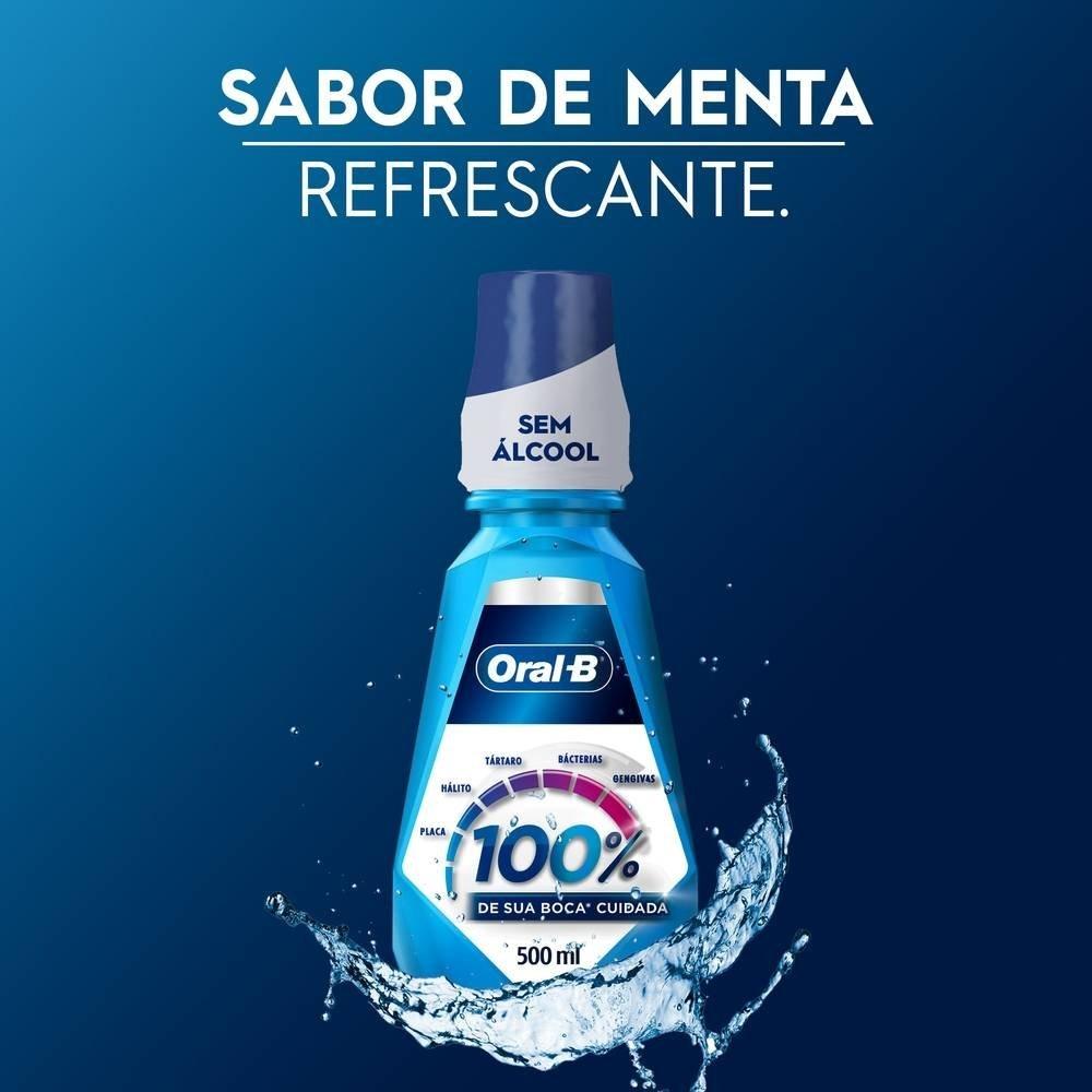 Enxaguante Bucal Oral B 100%, Sem Álcool Sabor Menta 500ml - 11