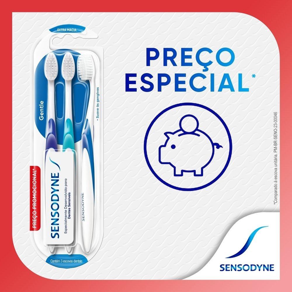 Kit Promocional Escova De Dente Para Dentes Sensíveis Sensodyne Gentle Com 3 Unidades - 4