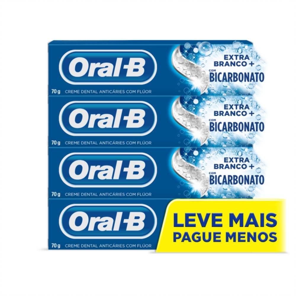 Creme Dental Oral-b Extra Branco Com Bicarbonato 70g Com 4 Unidades - 1