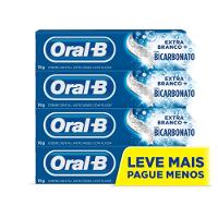 Creme Dental Oral-b Extra Branco Com Bicarbonato 70g Com 4 Unidades - 1