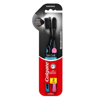 Escova Dental Cerdas Macias Colgate Slim Soft Black Premium 2 Unidades