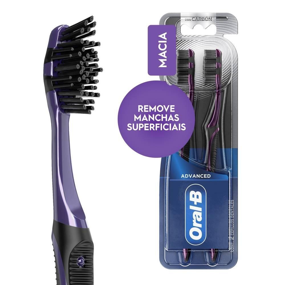 Kit Escova Dental Macia Oral-b 5 Ações Com Carvão Advanced - 2 Unidades - 5